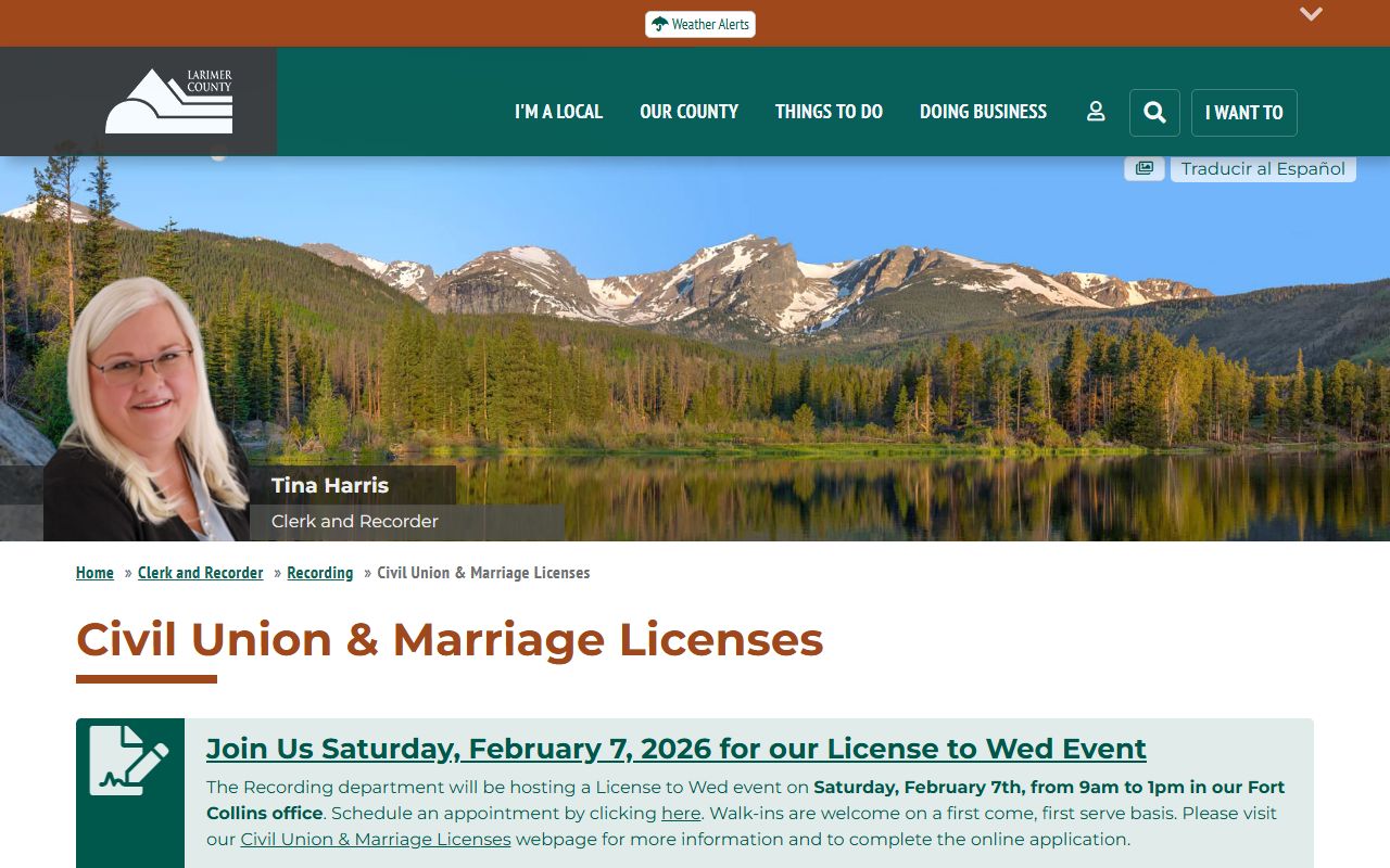 Larimer County Marriage License Information